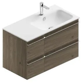 Mobile sottolavabo e lavabo Linea per doppia vasca rovere cotto in truciolare L 90 x H 55 x P 46 cm 4 cassetti