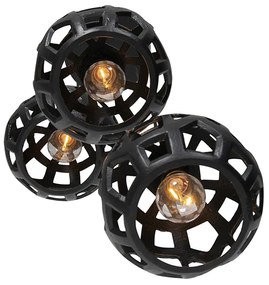 Lampada a sospensione industriale nera rotonda 3 luci - Bobby