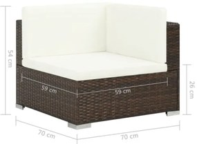 Set Divani da Giardino 6 pz con Cuscini in Polyrattan Marrone