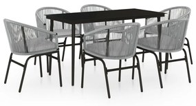 Set da pranzo da giardino 7 pz grigio