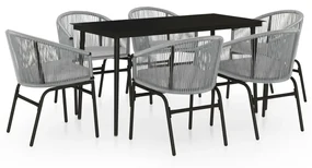 Set da pranzo da giardino 7 pz grigio