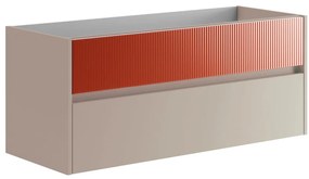 Mobile da bagno sospeso sotto lavabo L 119.5 x H 50 x P 45.5 cm rosso opaco, 2 cassetti Niwa