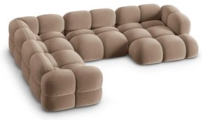 Divano angolare marrone (con penisola a sinistra/a U) con rivestimento in velluto Loretto – Cosmopolitan Design