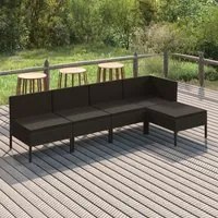 Set Divani da Giardino 5 pz con Cuscini in Polyrattan Nero 3094369