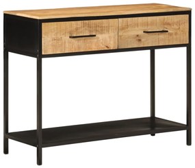 Tavolo Consolle 100x35x76 Cm İn Legno Massello Di Mango E Ferro /