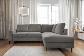 Divano letto in velluto a coste grigio (angolo destro) Lofty Lilly - Miuform