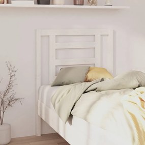 Testiera Per Letto Bianca 81x4x100 Cm İn Legno Massello Di Pino /