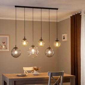 TK Lighting Lampada a sospensione Esme, vetro, multicolore, 6 luci, lineare