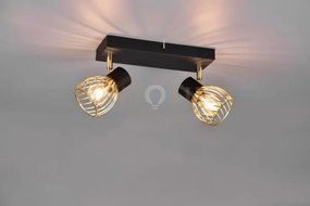 Faretto ardon 2 faretti metallo nero con gabbia oro r81382080