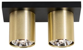 Faretto da soffitto moderno nero con oro 2 luci - Tubo