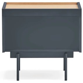 comodino in rovere decorato in colore antracite-naturale Otto - Teulat