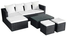 Set Divani da Giardino 4 pz con Cuscini in Polyrattan Nero