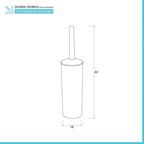 Portascopino wc da appoggio tondo tortora in plastica con scopino