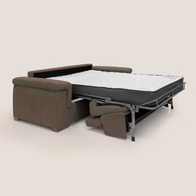 Giunone divano letto con materasso alto 18 cm e poggiatesta reclinabili in tessuto impermeabile T02 marrone