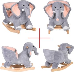 Elefante a Dondolo Cavalcabile Peluche Giocattolo Bambini con Suono...