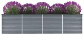 Letto Rialzato Giardino İn Acciaio Zincato 320x80x77 Cm Grigio /