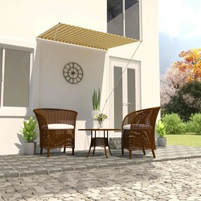 Tenda Da Sole Retrattile 150x150 Cm Giallo E Bianco /