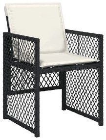 Set da pranzo da giardino 9 pz con cuscini nero in polyrattan