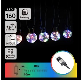 Aigostar - Catena luminosa decorativa per esterni LED RGBY 160 LED/3,6 W/230 V 10 m IP44