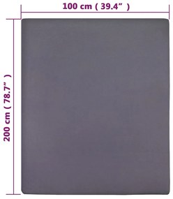 Lenzuola con Angoli Jersey 2 pz Antracite 100x200 cm Cotone