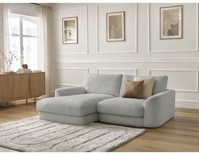 Divano angolare grigio chiaro (con penisola a sinistra/con chaise lounge) con rivestimento in bouclé Leonore – Bobochic Paris