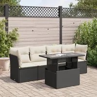 Set Divani da Giardino 5 pz con Cuscini in Polyrattan Nero 3326087