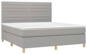 Letto a molle materasso e led grigio chiaro 160x200 cm tessuto