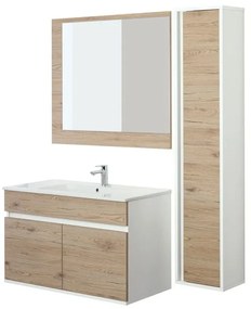 Composizione Bagno Sospesa 90 cm Colore Rovere di Bordeaux in Legno