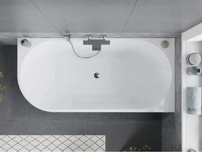 Mexen Mia vasca da bagno freestanding angolare destra 150 x 75 cm, bianca, troppopieno cromato - 52691507500P-01
