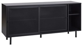 Cassettiera nera in metallo con ante scorrevoli 160x75x46 cm Veep – Unique Furniture