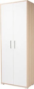 Scarpiera 2 ante grande in legno con ripiani 70x189h cm Rovere anta bianco frassino