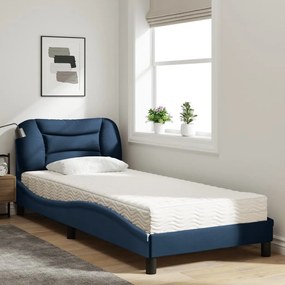 Letto con materasso blu 90x190 cm in tessuto