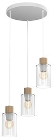 Lampadario a sospensione con filo MADERA 3xE27/60W/230V bianco/legno