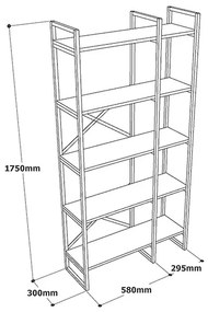 Libreria Oro 88x30x175 Cm 5 Ripiani Effetto Marmo Doppio Modulo Decus