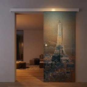 Porta scorrevole destra Eiffel in vetro multicolore, L 88 x H 215 cm, con binario Meli