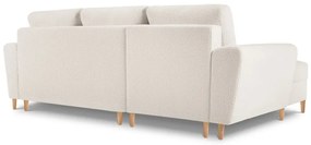 Divano angolare beige allungabile e con contenitore (con penisola a sinistra/con chaise lounge) con rivestimento in bouclé Kyoto – Cosmopolitan Design