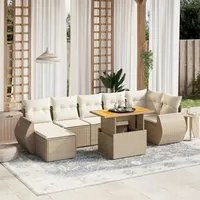 Set Divano da Giardino 8 pz con Cuscini Beige in Polyrattan 3275823