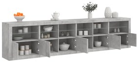 Credenza con luci led grigio cemento 283x37x67 cm