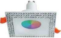 Faretto incasso quadrato foro 65mm brillantini lampada LED RGB GU10 luce colorata bar negozio 230V BIANCO RGBW + 3000K