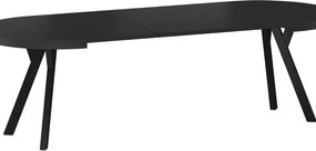 Tavolo Domingo allungabile rotondo in impiallacciato nero e struttura in metallo nero – Ø100/150/200/250x76 cm