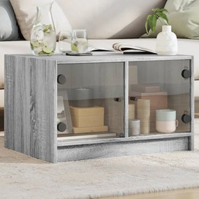 Tavolino Da Salotto Con Ante İn Vetro Grigio Sonoma 68x50x42 Cm /