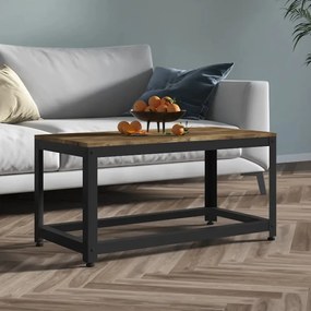 Tavolino salotto marrone scuro e nero 90x45x45cm in mdf e ferro