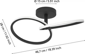 Eglo 902144 - Plafoniera LED CONGIUNTI LED/12W/230V 2700/4000/6500K nero