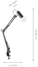 JUST LIGHT. 14773-18 - Lampada da tavolo con morsetto TURN ME 1xE27/60W/230V nero