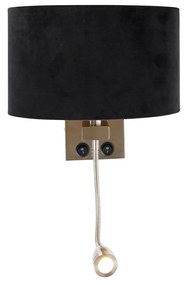 Lampada da parete in acciaio con paralume in velluto ovale nero 25 cm - Brescia Combi