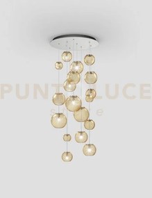 Oto sospensione r55 ambra rigadin nickel satinato 9 luci attacco g9