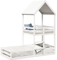 Letto a Castello con Tetto Bianco 90x190 cm Legno Massello Pino 3282397