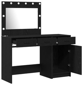 Set di 2 tavoli da trucco con led in legno nero