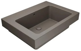 Lavabo a incasso e d'appoggio rettangolare vasca centrale Alaqua L 70 x H 25 x P 21 cm in ceramica marrone opaco