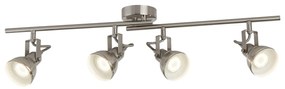 Plafoniera Contemporanea Focus Spotlight Acciaio Argento Bianco 4 Luci Gu10